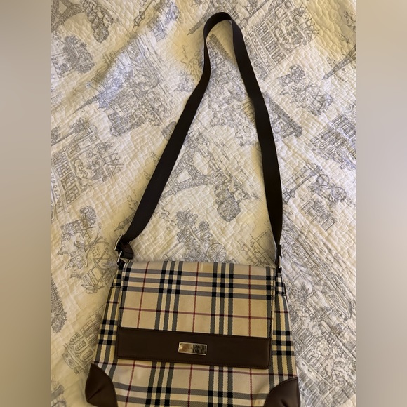 Burberry Nova Check leather trimmed crossbody or shoulder bag